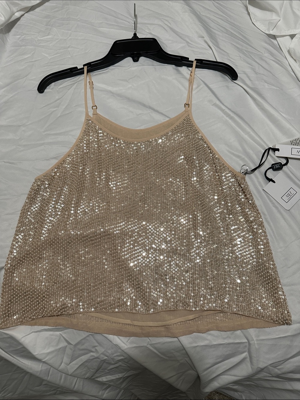 NWT MLV Sequin Tank + Extra Sequins - Cream
